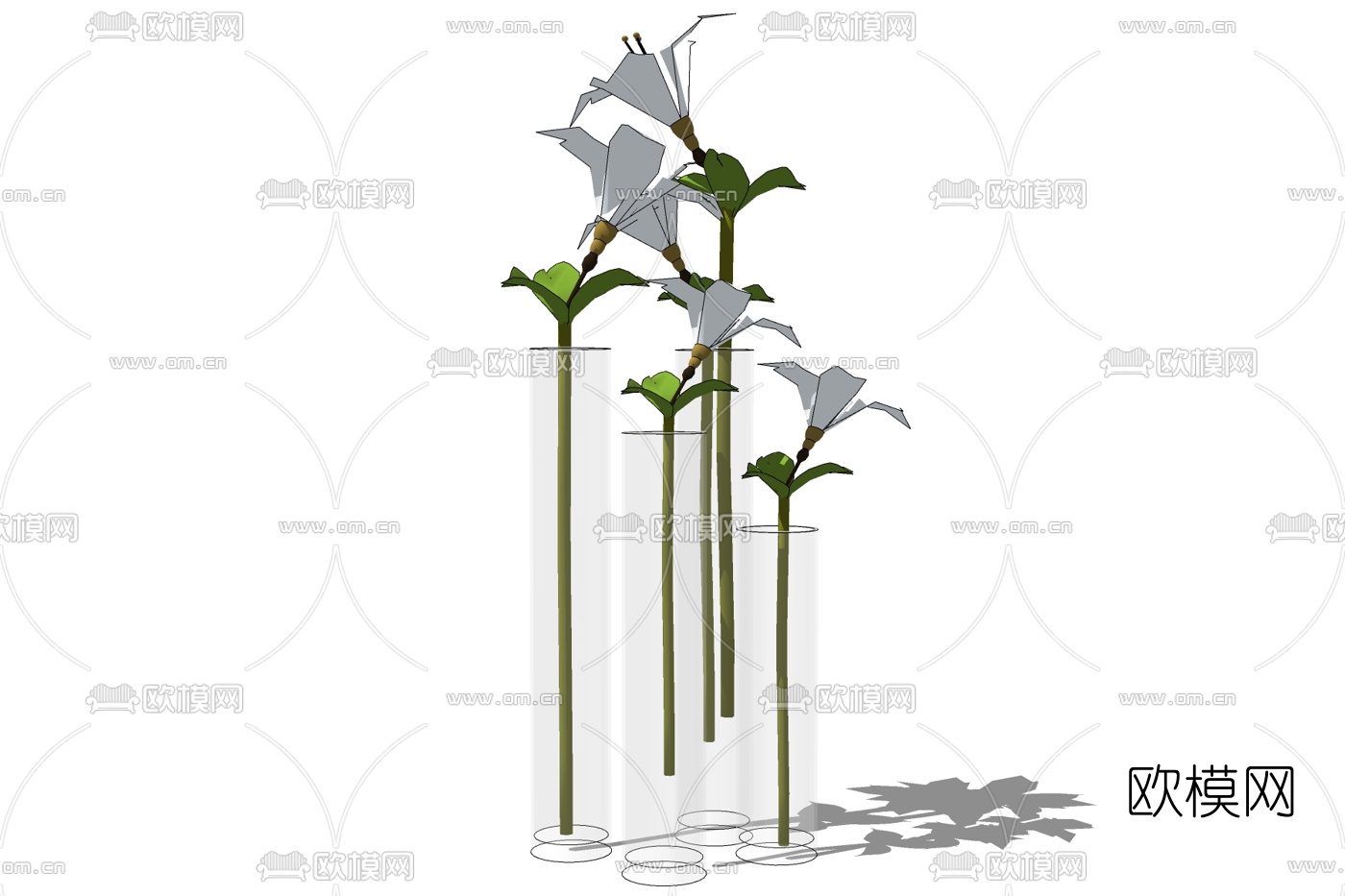 现代玻璃花瓶免费su模型下载