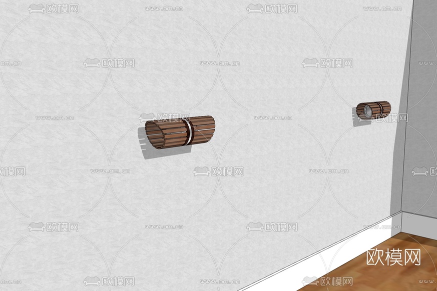 现代实木壁灯免费su模型下载