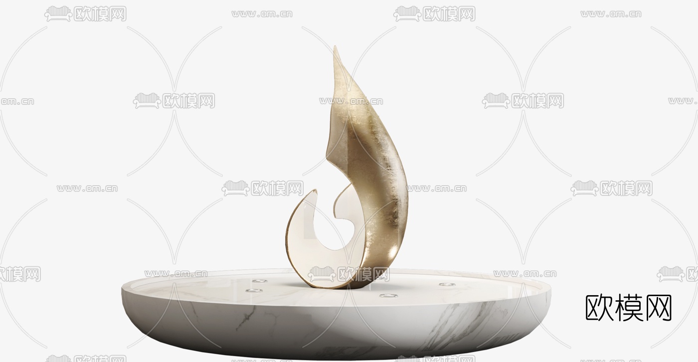 现代艺术金属雕塑3d模型下载（渲染图2）