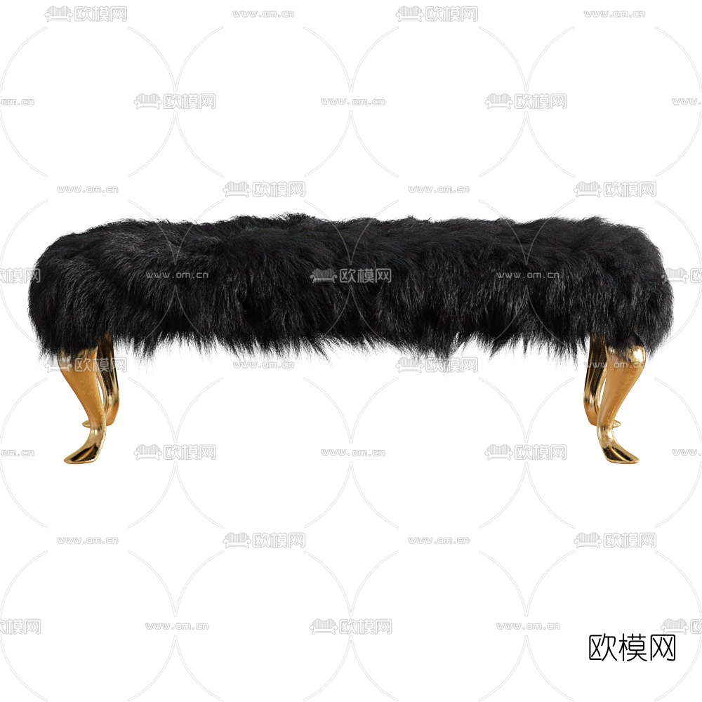 现代毛绒床尾脚踏3d模型下载