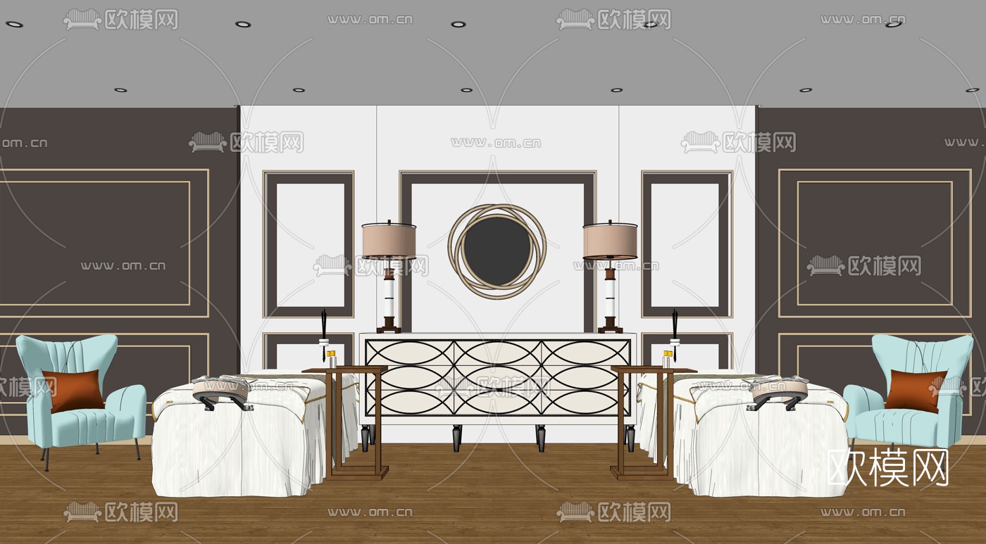 现代按摩椅组合su模型