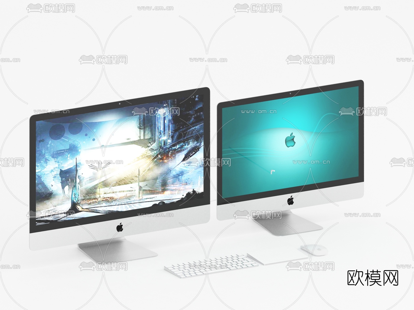 现代苹果电脑显示器3d模型下载（渲染图1）