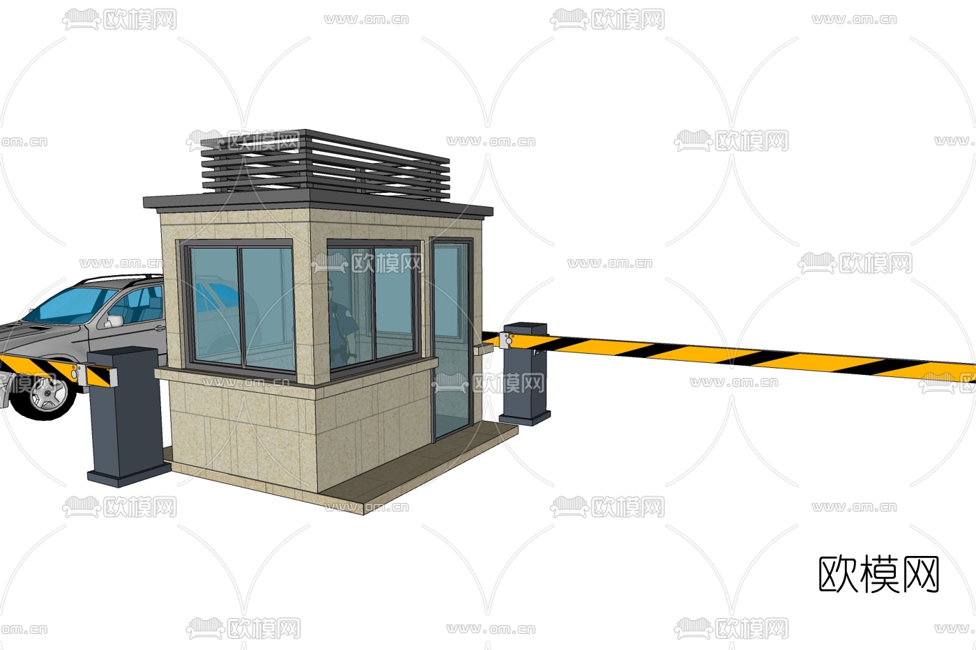 现代拦车杆免费su模型下载