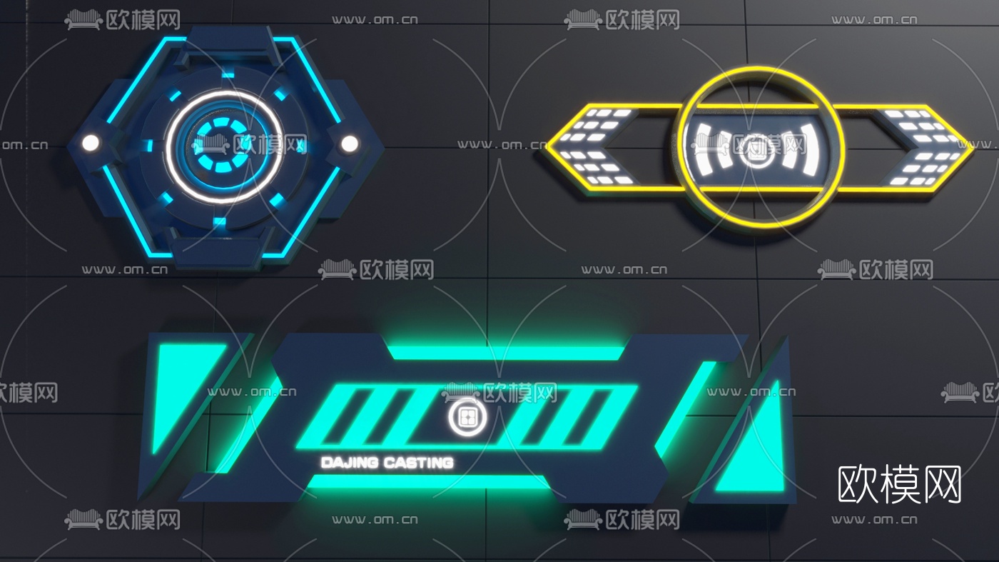 现代科技感装饰灯壁灯3d模型