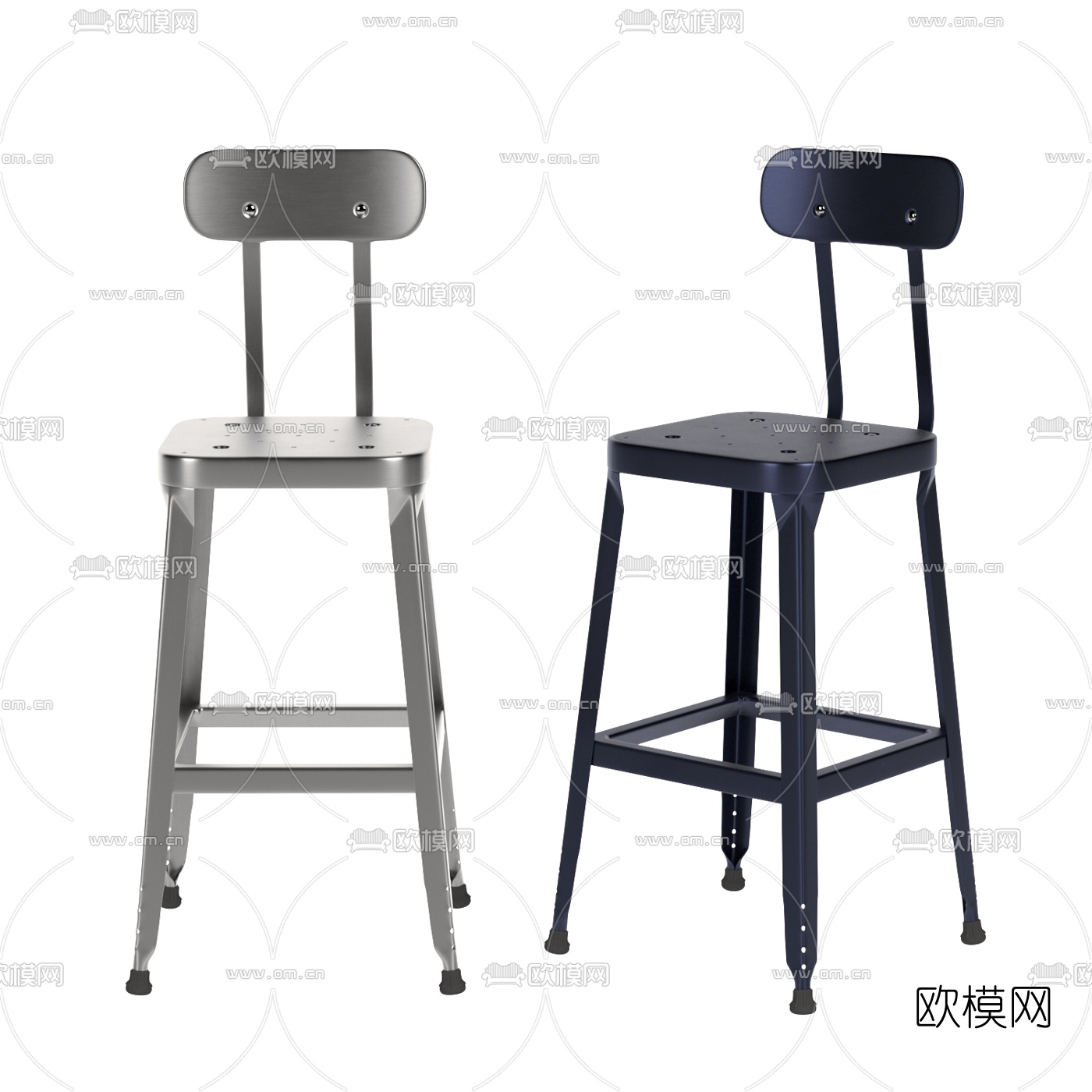 工业风铁艺吧台椅3d模型