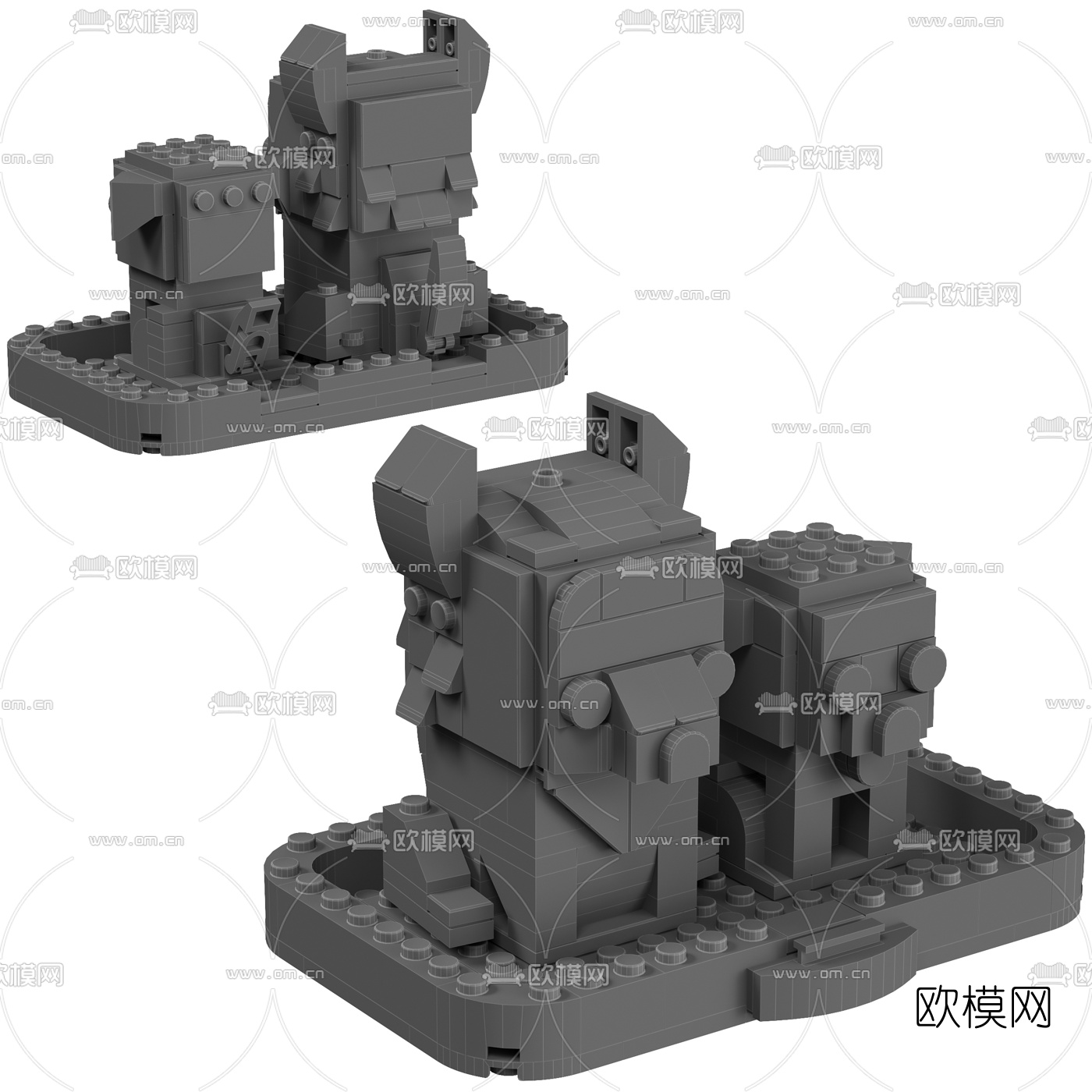 现代牧羊犬玩具3d模型下载（渲染图2）