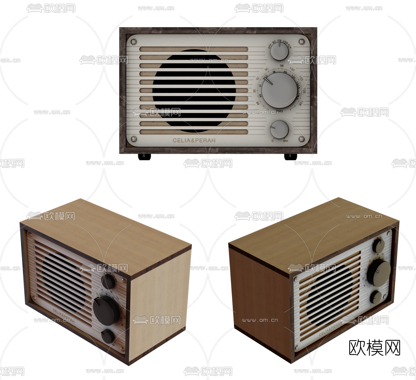 北欧复古收音机3d模型下载（渲染图1）
