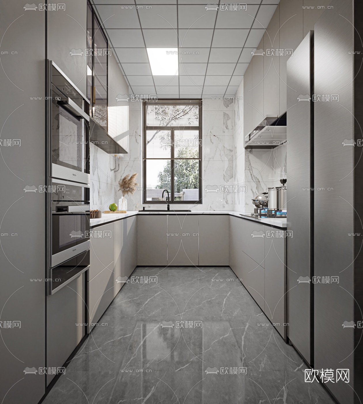 现代简约复式客厅餐厅3d模型