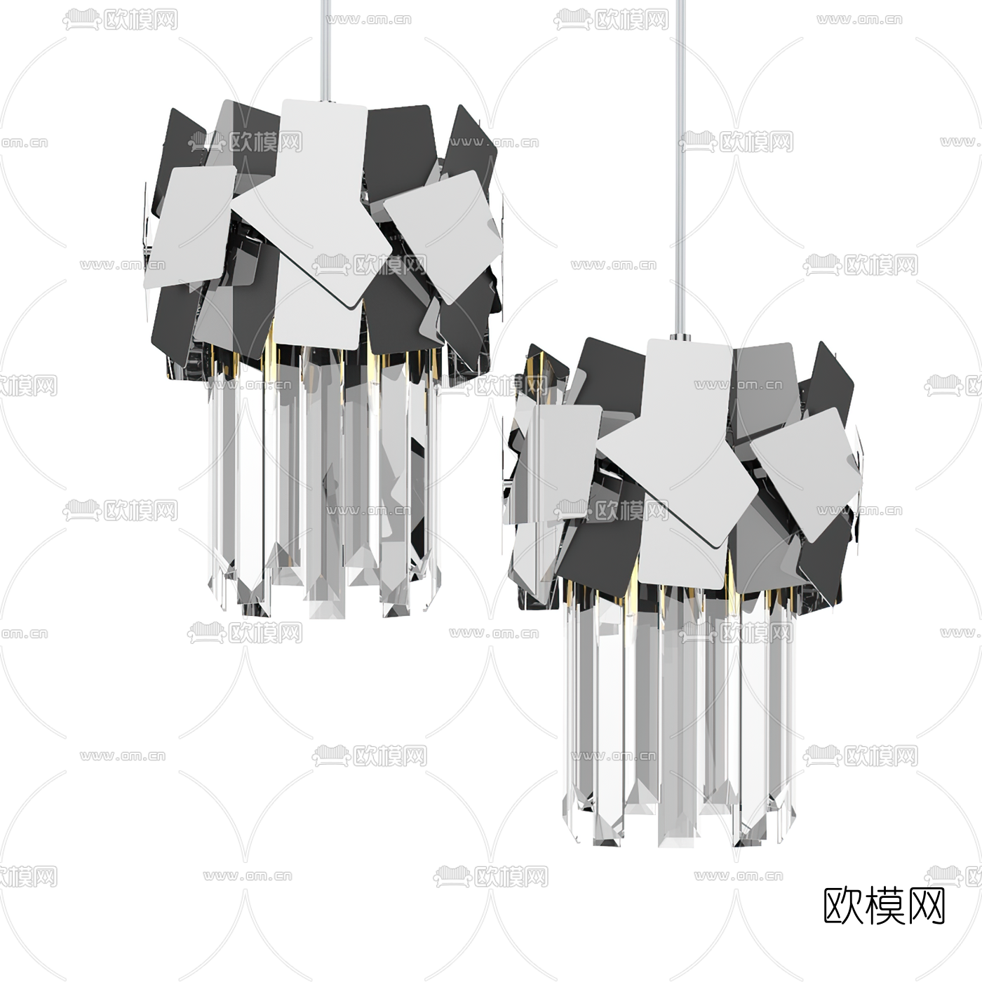 后现代金属水晶吊灯3d模型