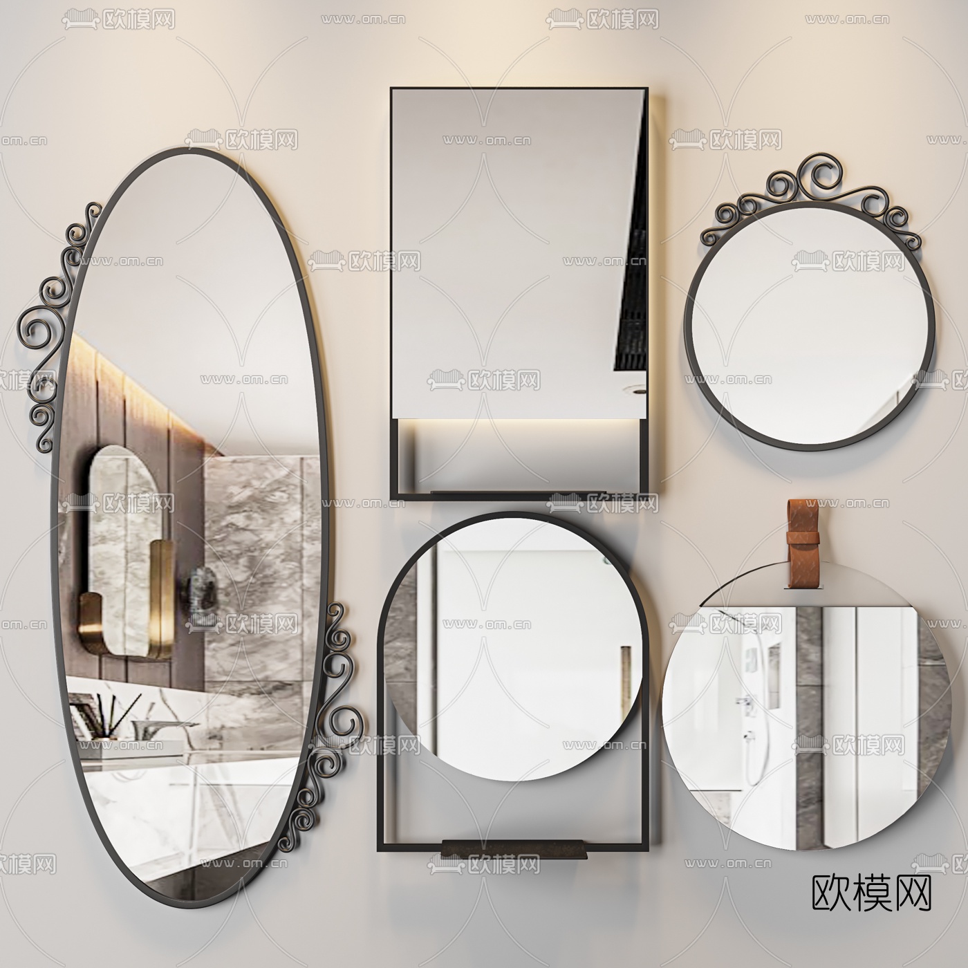 现代镜子装饰镜3d模型