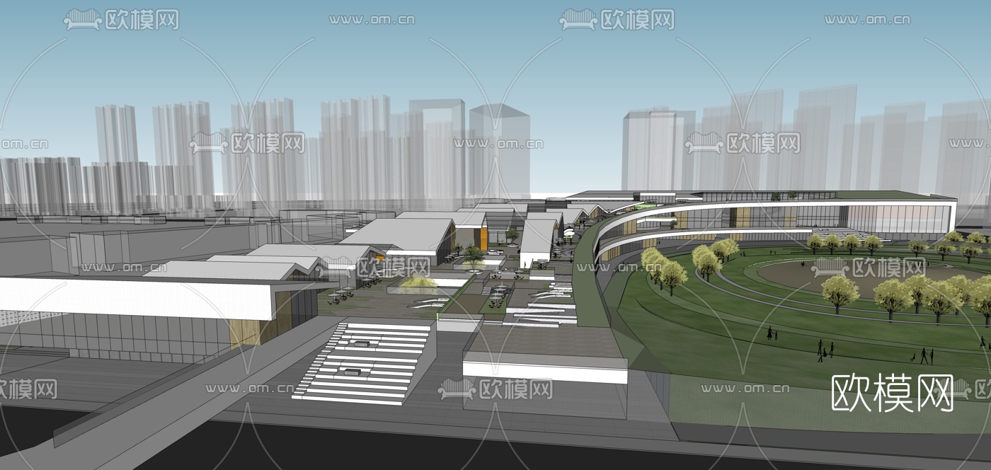 现代商业街su模型下载（渲染图5）