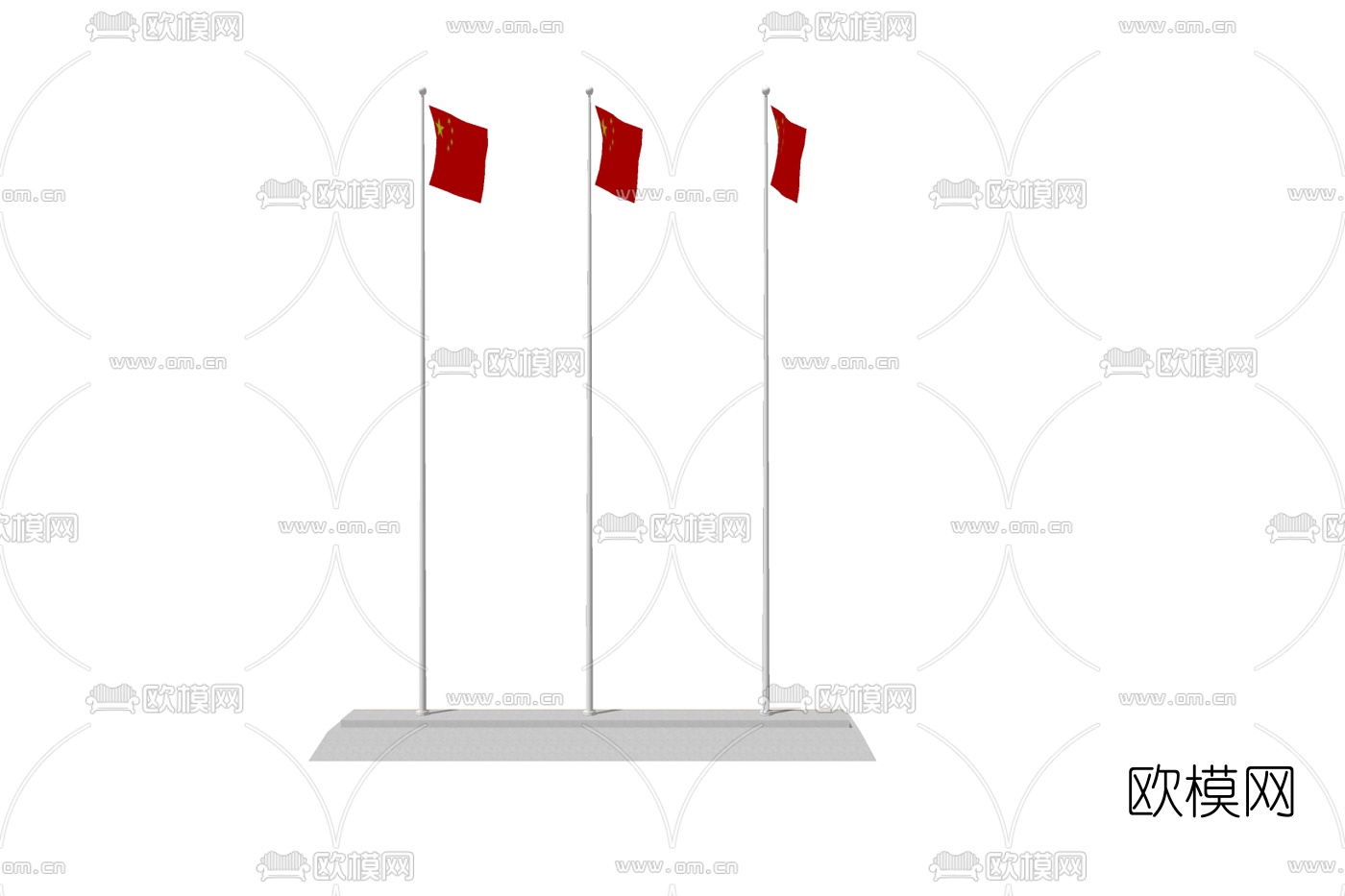 现代升旗台su模型下载