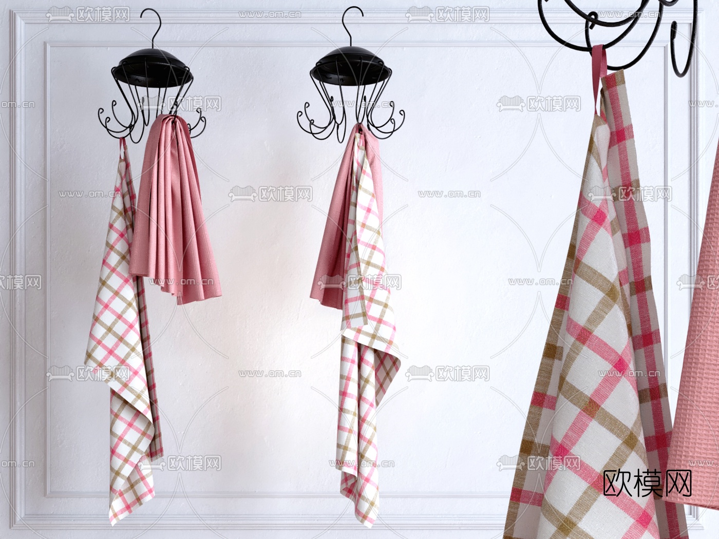 简欧简约衣架毛巾su模型下载（渲染图1）