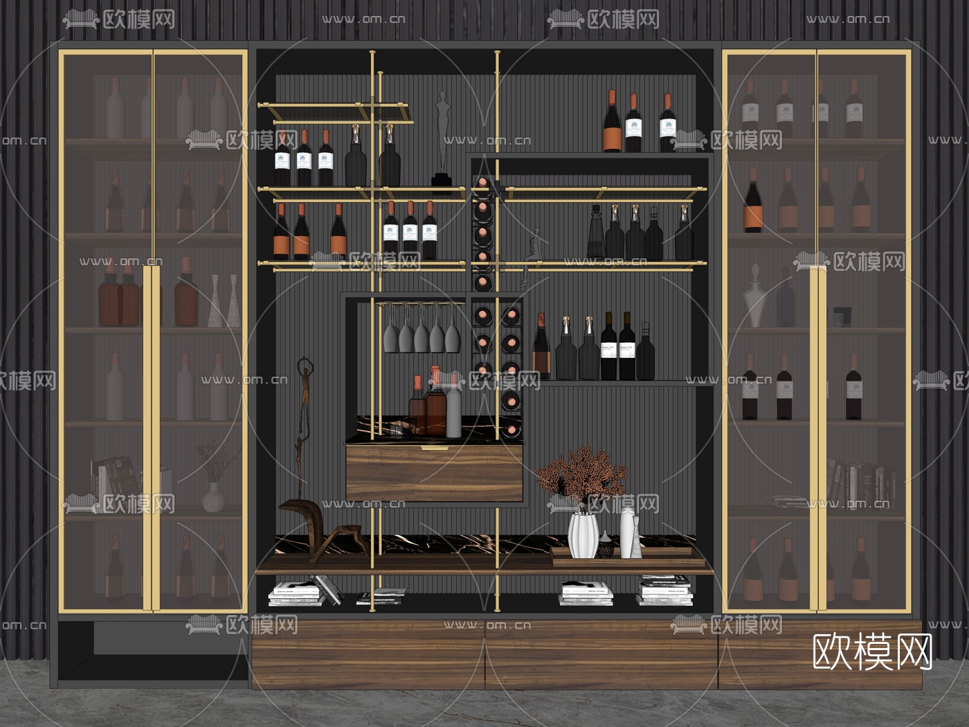 现代轻奢酒柜su模型下载
