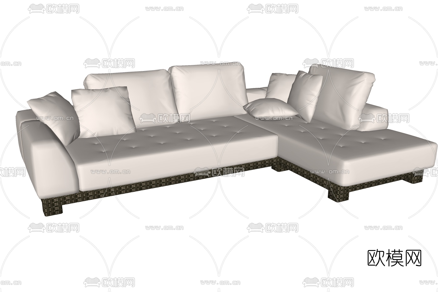 现代布艺转角多人沙发su模型下载