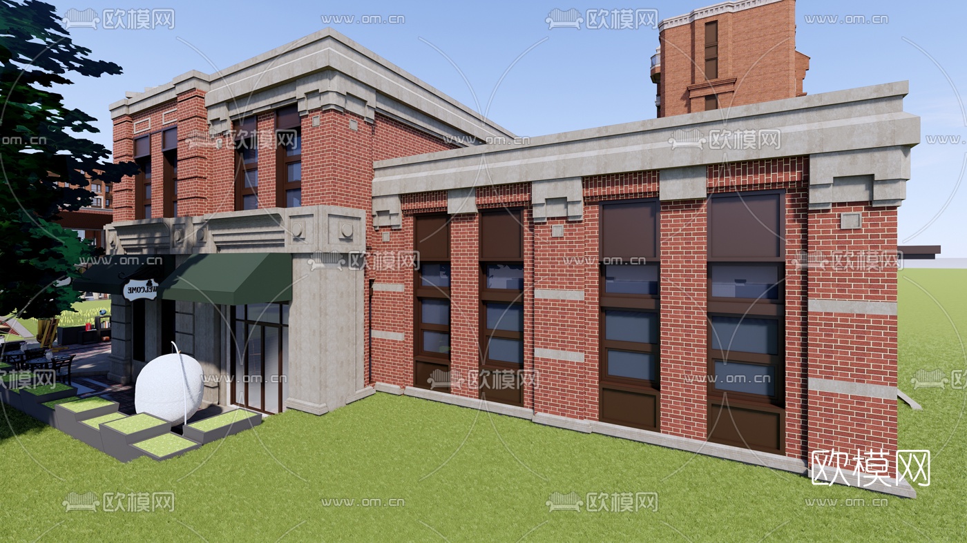 欧式高层公寓楼外观su模型下载（渲染图6）