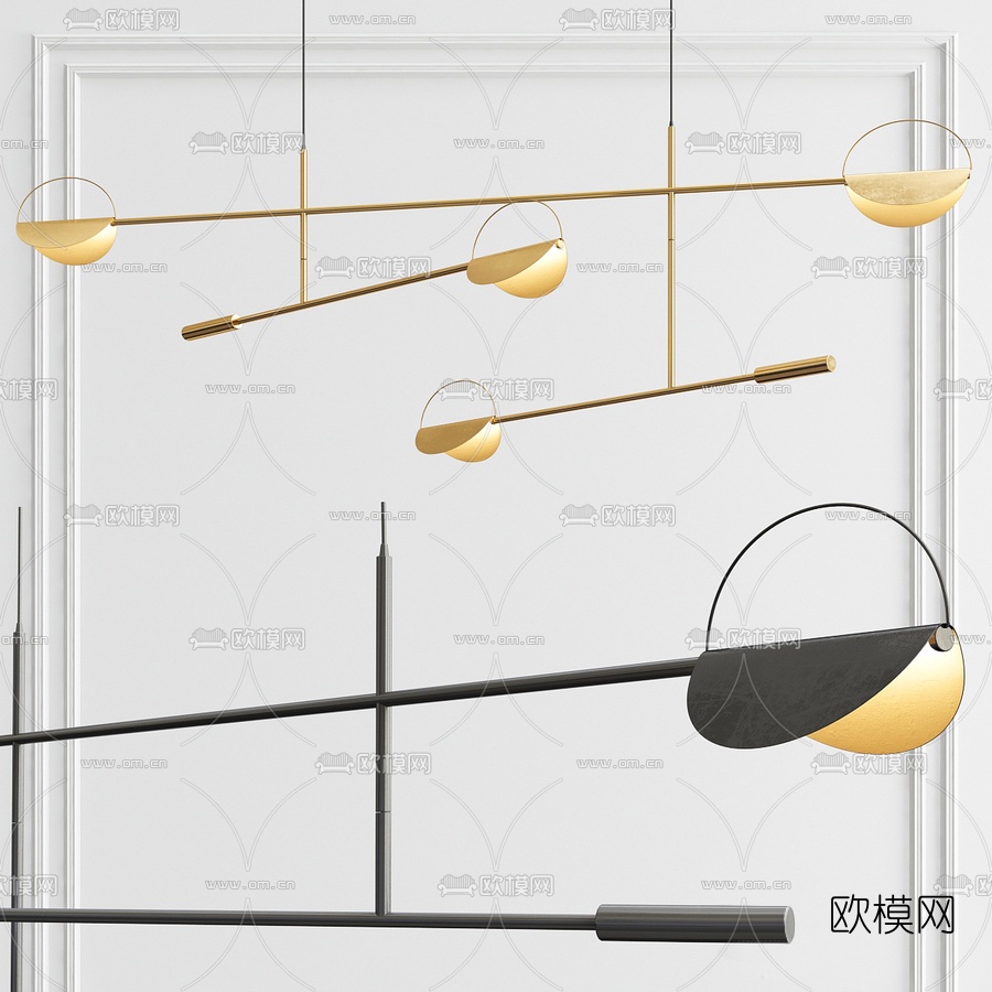 现代金属吊灯3d模型-免费3dmax模型库-欧模网