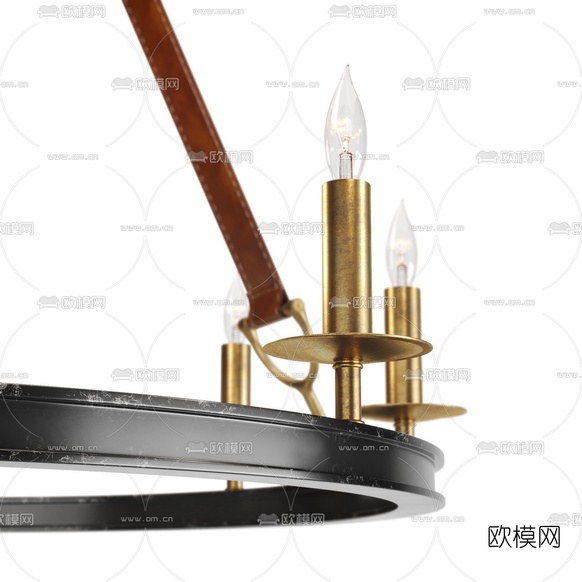 现代金属环形烛台吊灯3d模型下载(渲染图3)