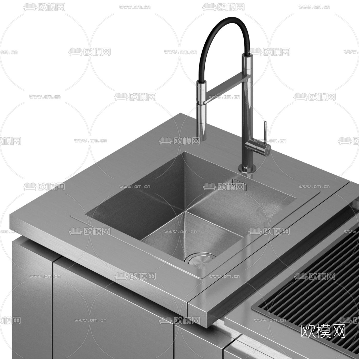 现代厨房操作台3d模型下载（渲染图4）