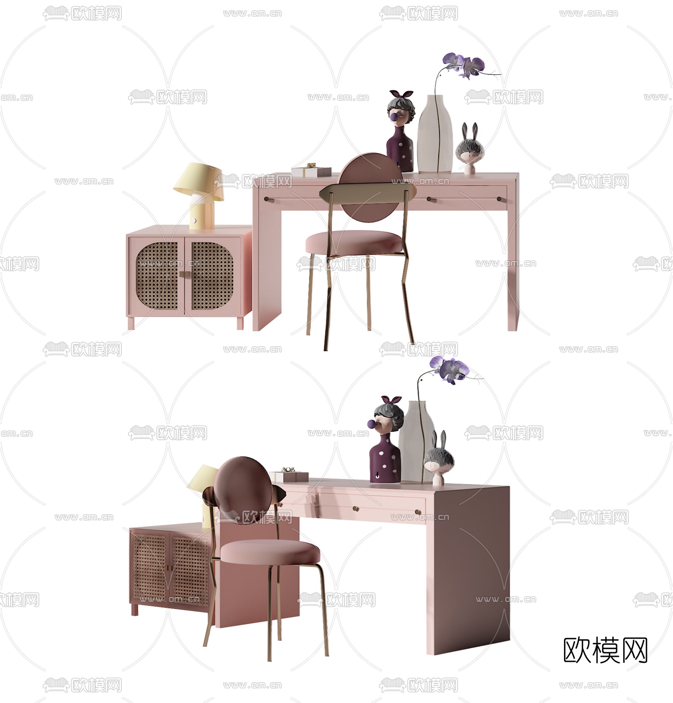 现代儿童书桌椅3d模型下载