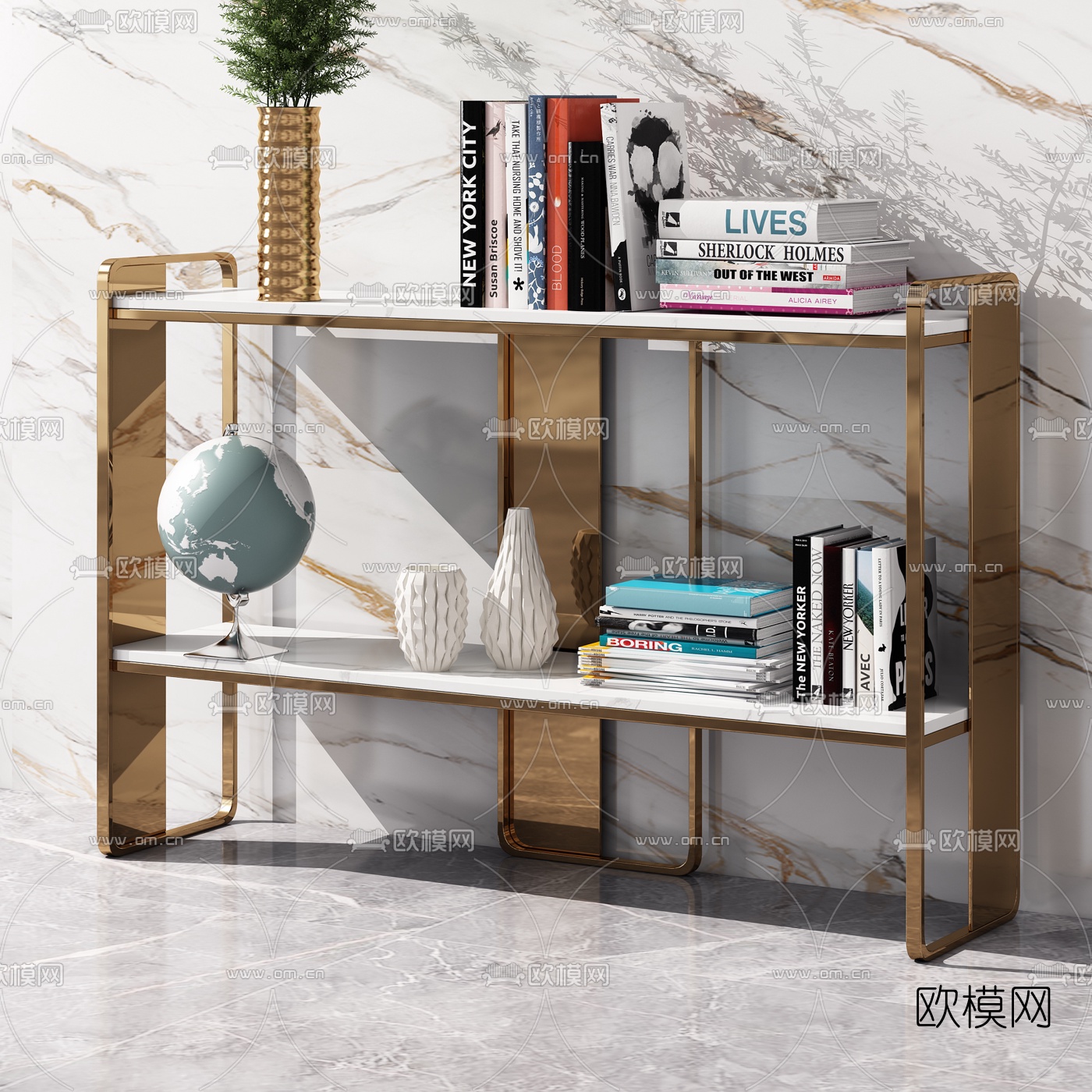 现代轻奢置物架3d模型下载（渲染图2）