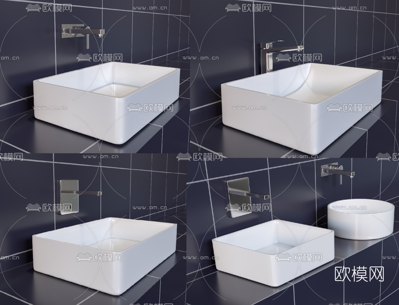 现代台盆洗手台3d模型