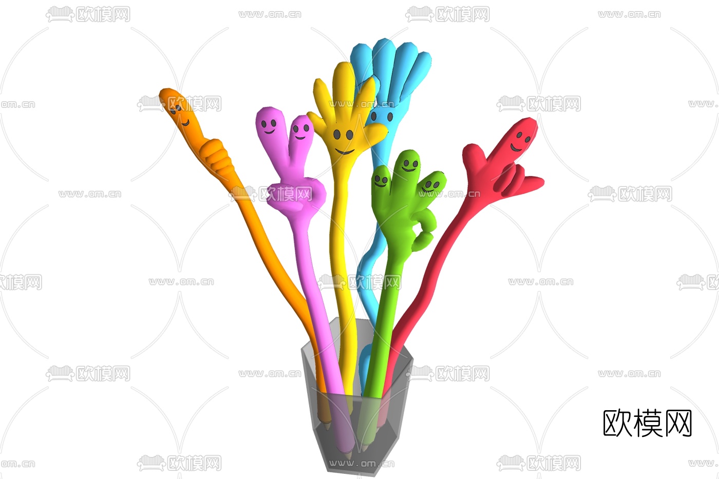 现代玻璃笔筒免费su模型下载