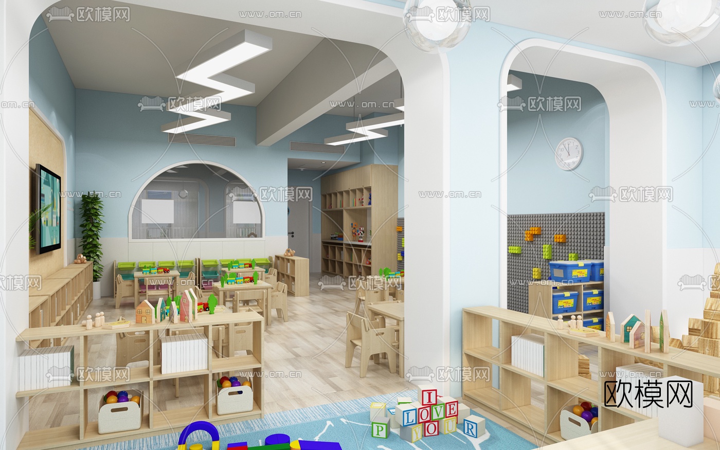 现代幼儿园教室3d模型下载（渲染图2）