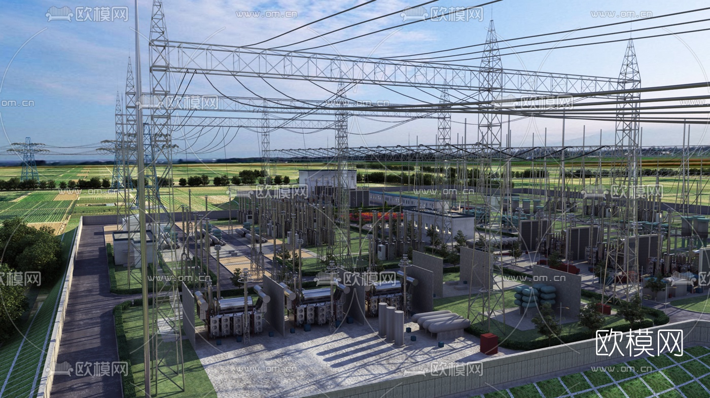 现代供电局变电站3d模型下载