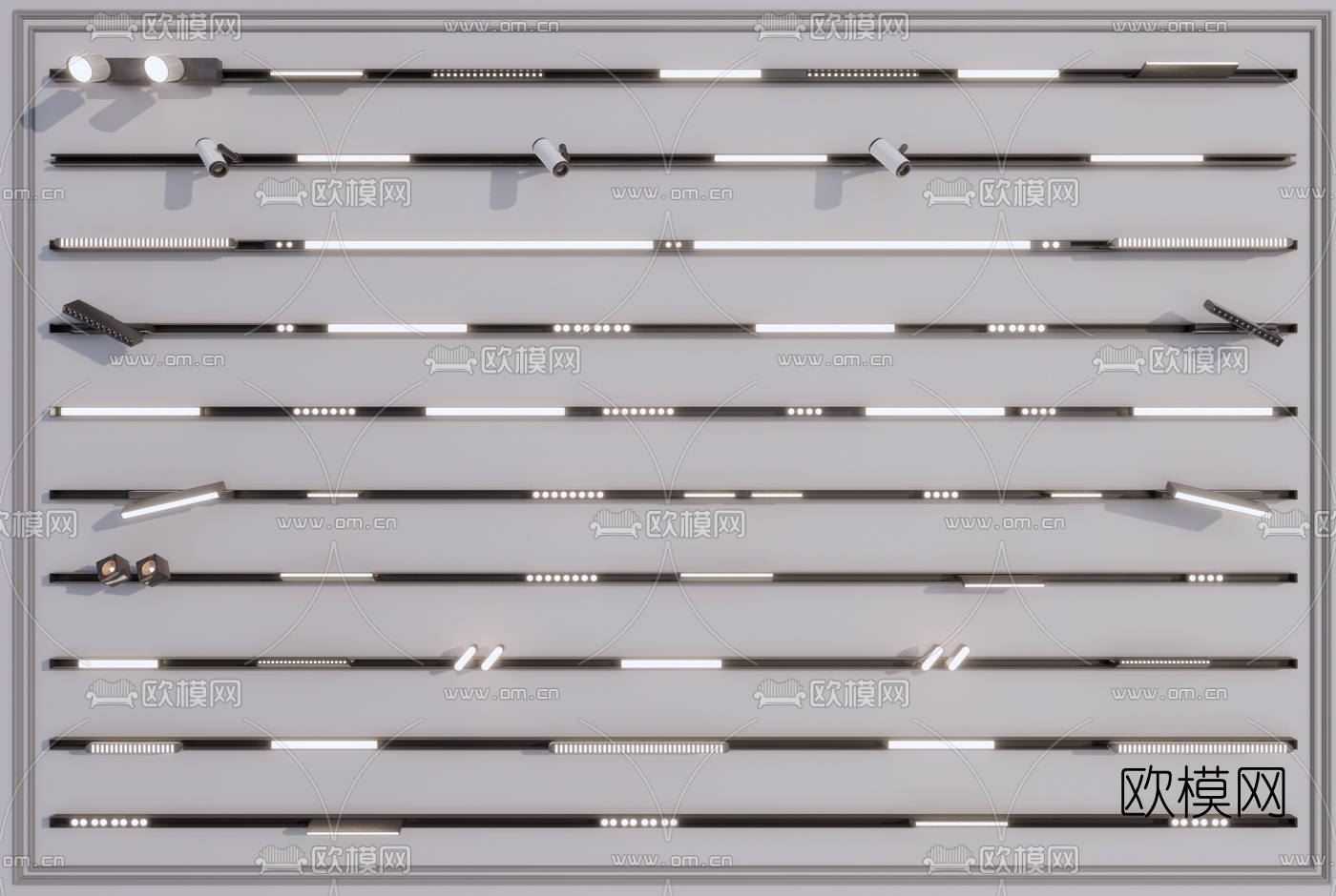 现代磁吸灯轨道灯su模型下载（渲染图1）