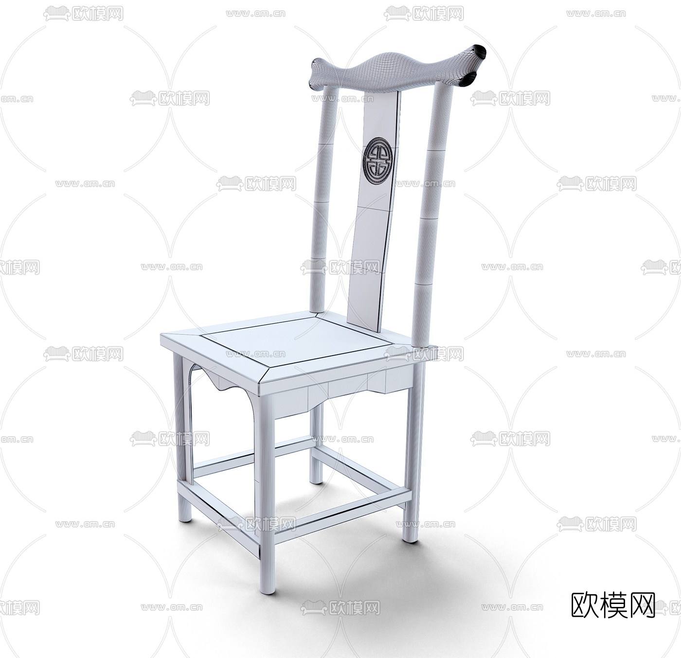 中式实木靠背椅官帽椅3d模型下载（渲染图2）