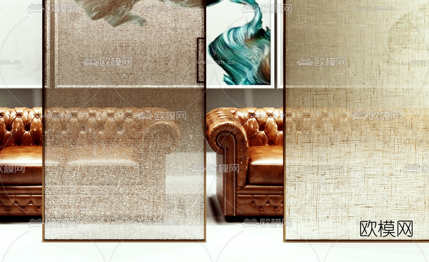 中式简约屏风3d模型下载（渲染图3）