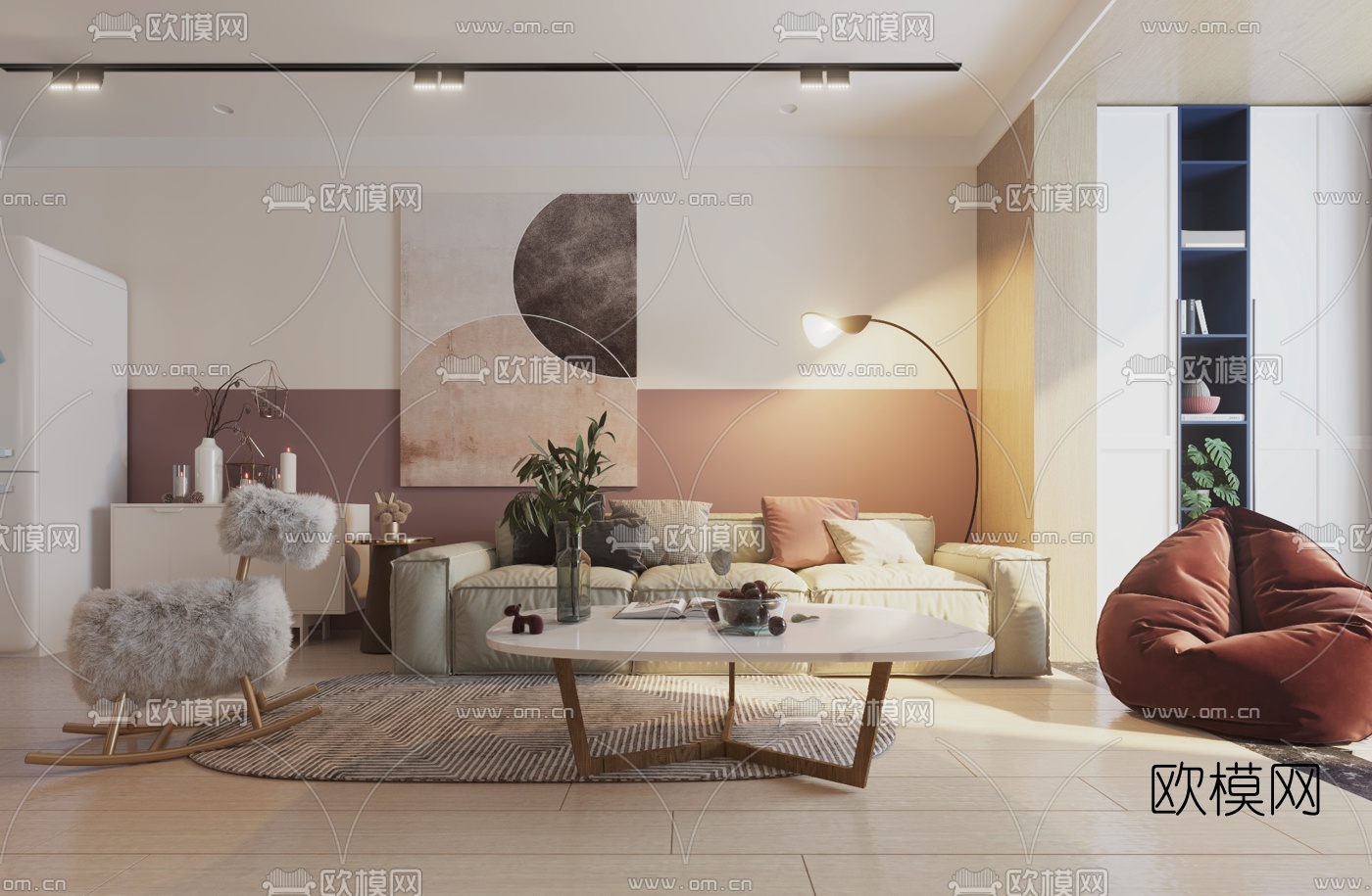 现代简约客厅餐厅3d模型