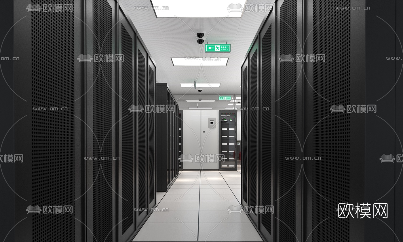 现代服务器机房su模型下载（渲染图4）