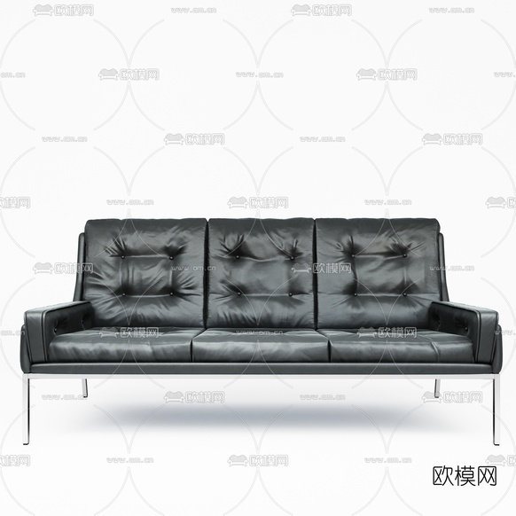 现代皮革多人沙发 三人沙发3d模型下载(渲染图4)