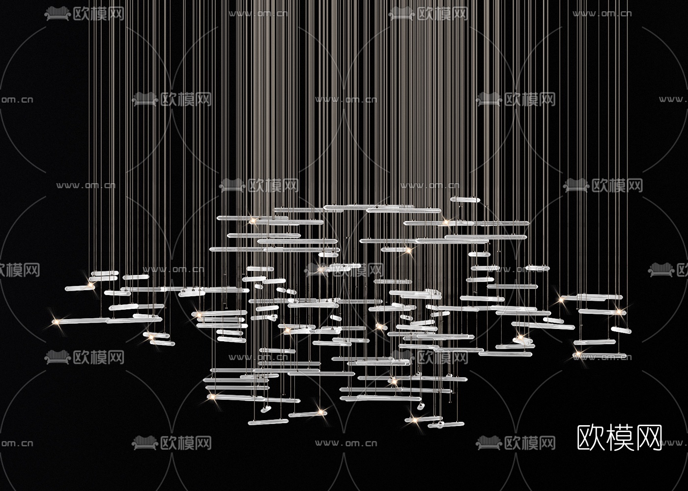 新中式装饰水晶灯3d模型下载（渲染图1）