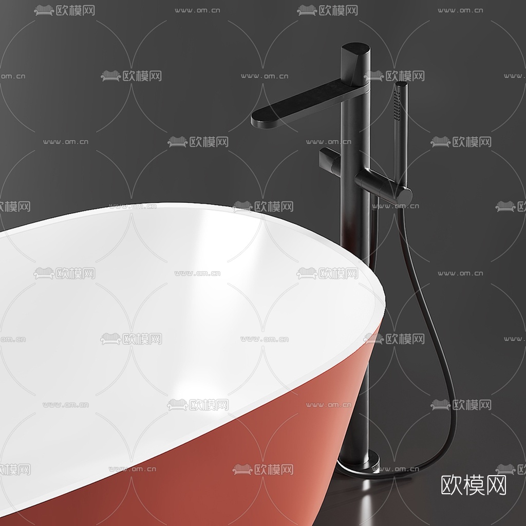 现代红色浴缸3d模型下载（渲染图3）