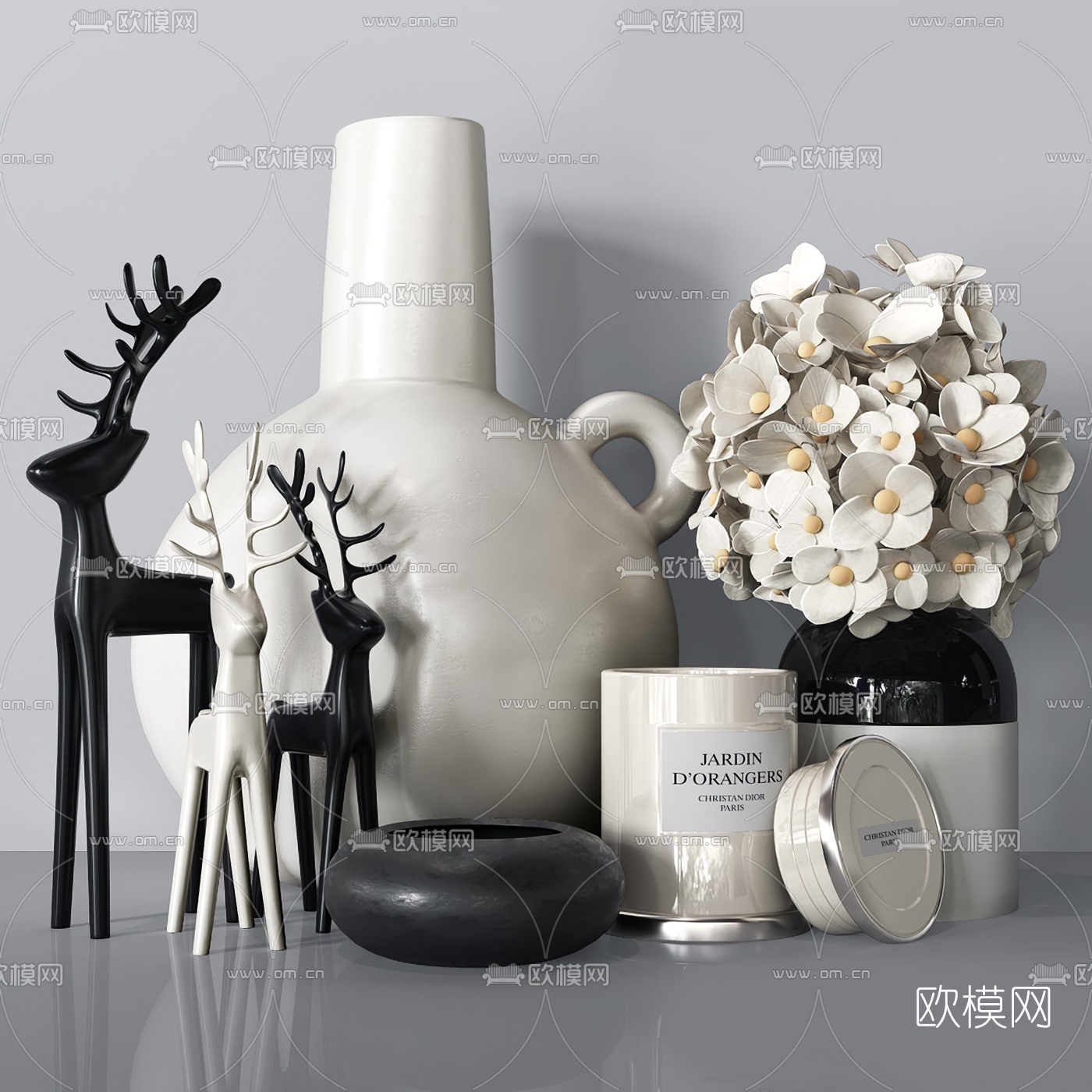 现代小鹿花瓶摆件3d模型