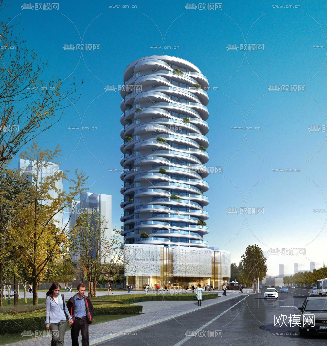 现代商业楼建筑外观3d模型
