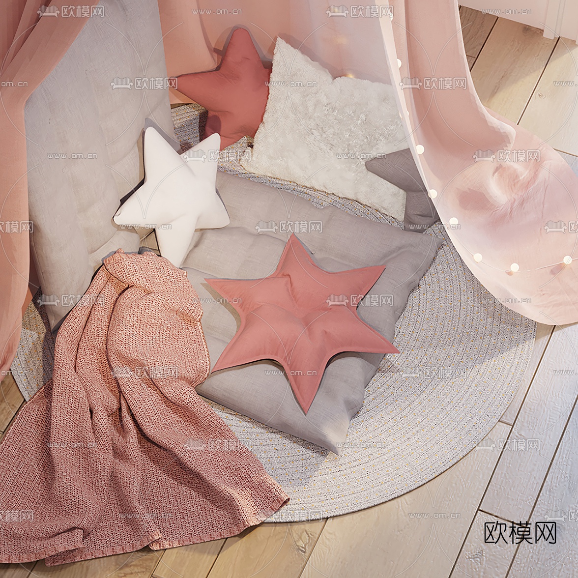 简欧儿童帐篷3d模型下载（渲染图2）