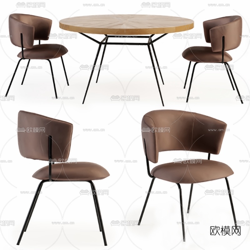现代圆形休闲桌椅3d模型下载（渲染图2）