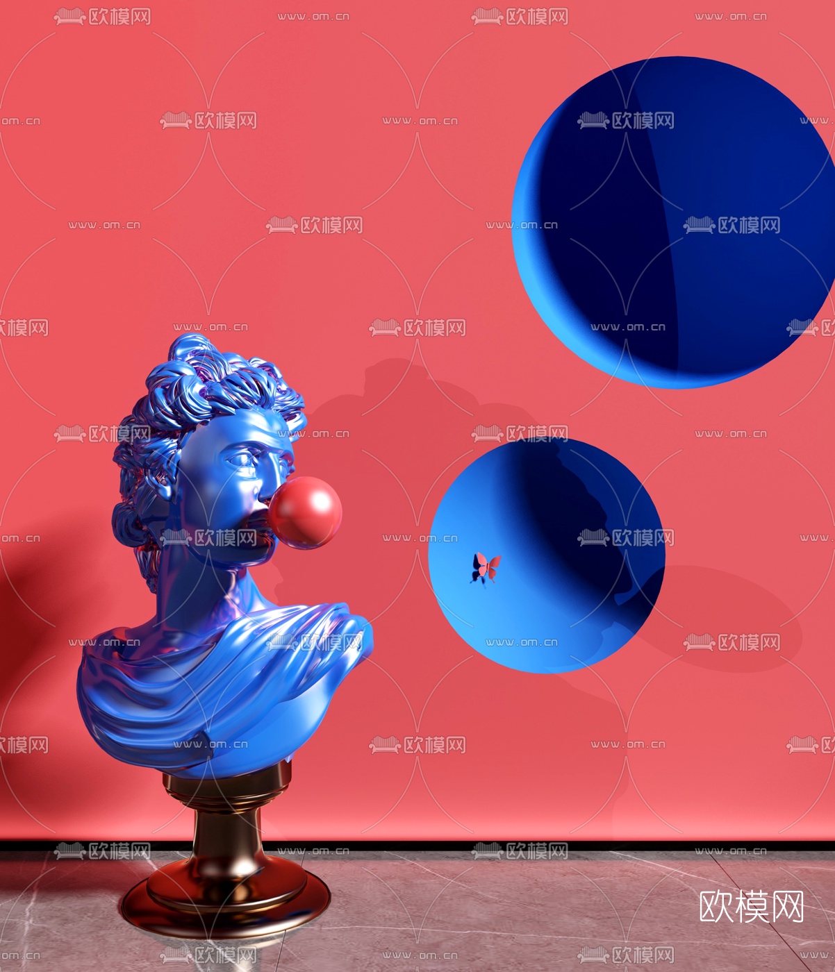 欧式人物头像雕塑3d模型