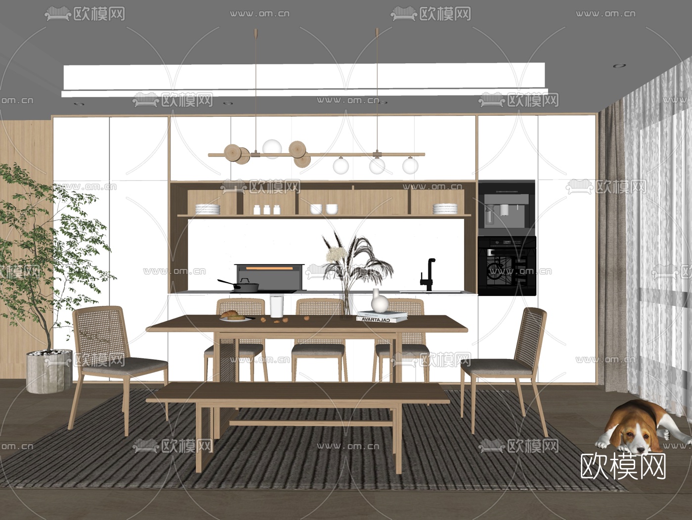 北欧餐厅su模型下载（渲染图2）