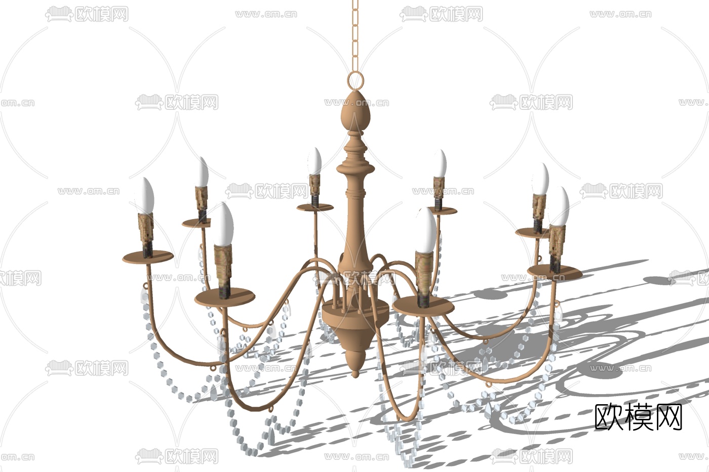 欧式烛台吊灯su模型下载