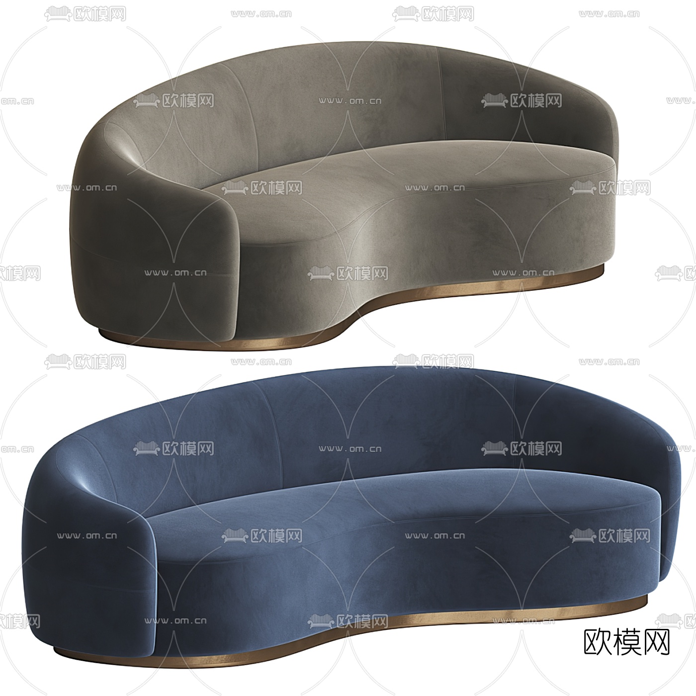 现代绒布弧形沙发3d模型