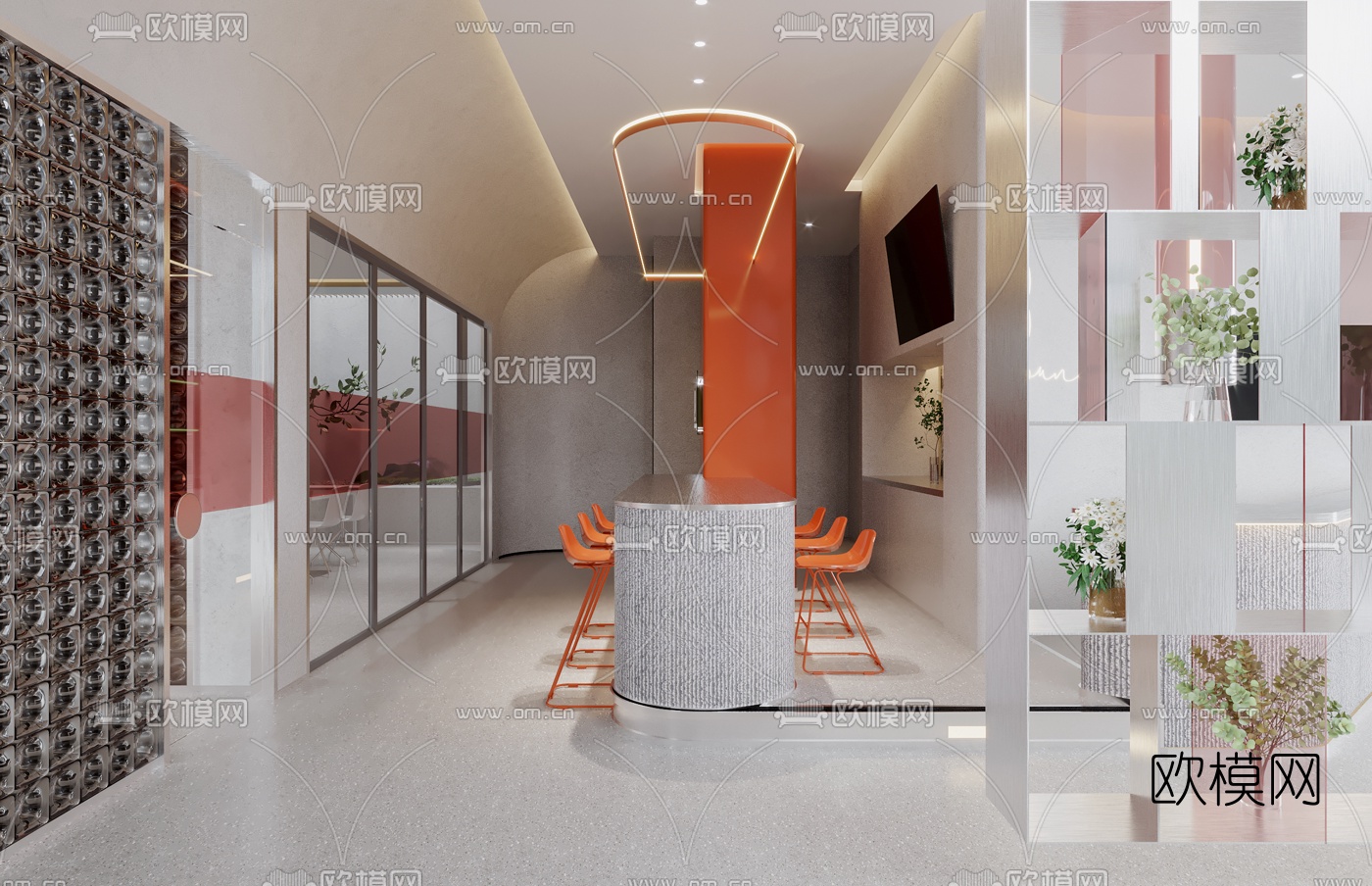 现代办公室茶水间3d模型