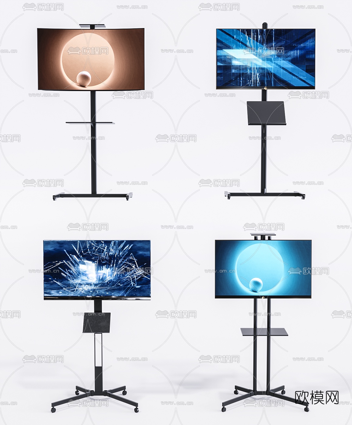 现代电视机移动支架3d模型下载
