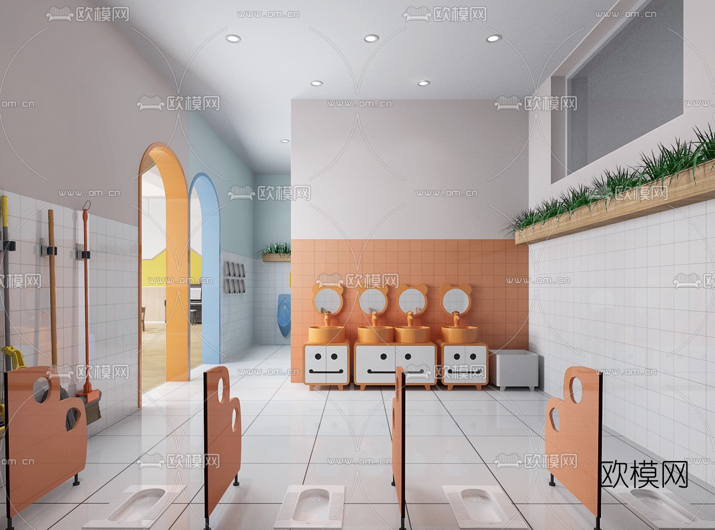 北欧幼儿园教室卫生间3d模型下载（渲染图4）