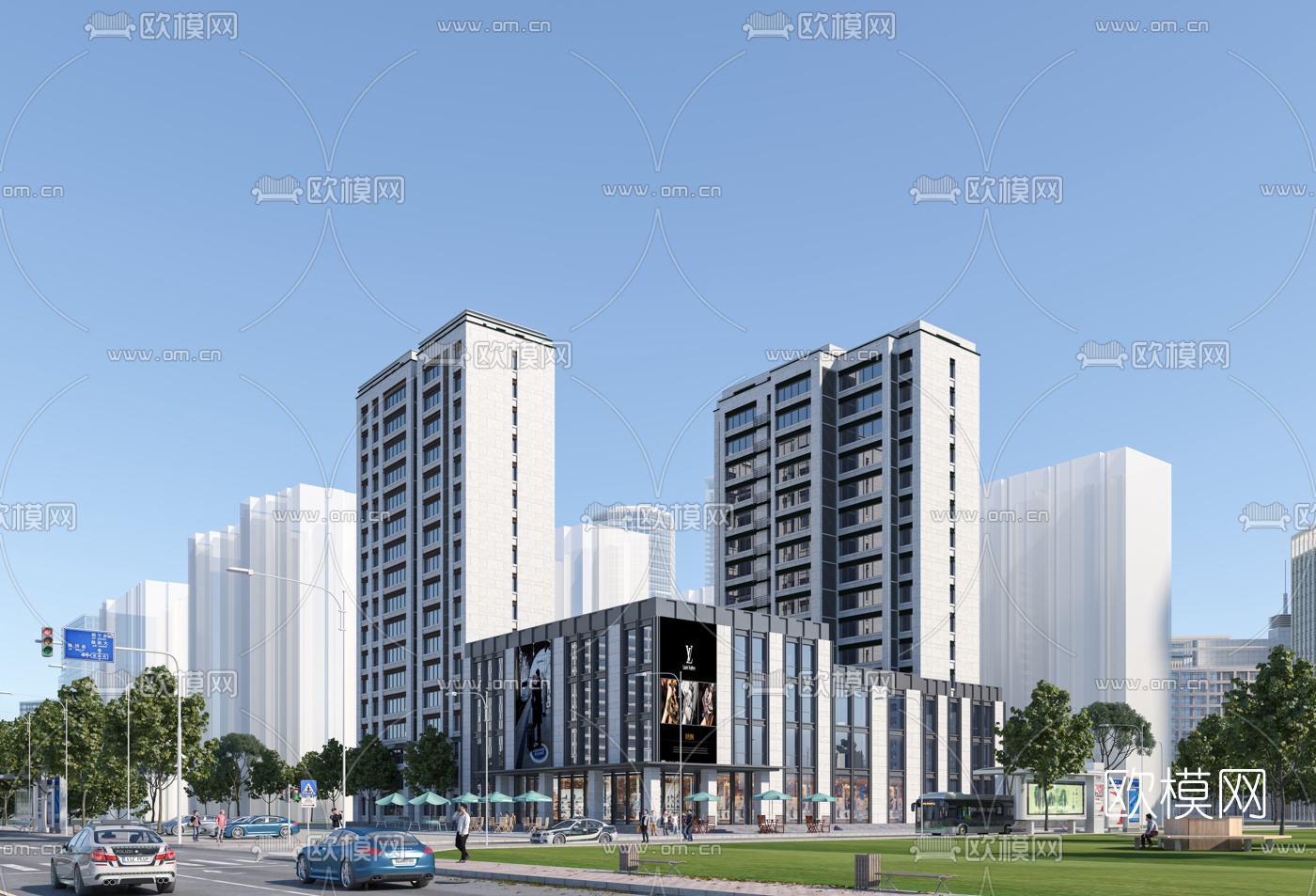 现代商场建筑外观3d模型