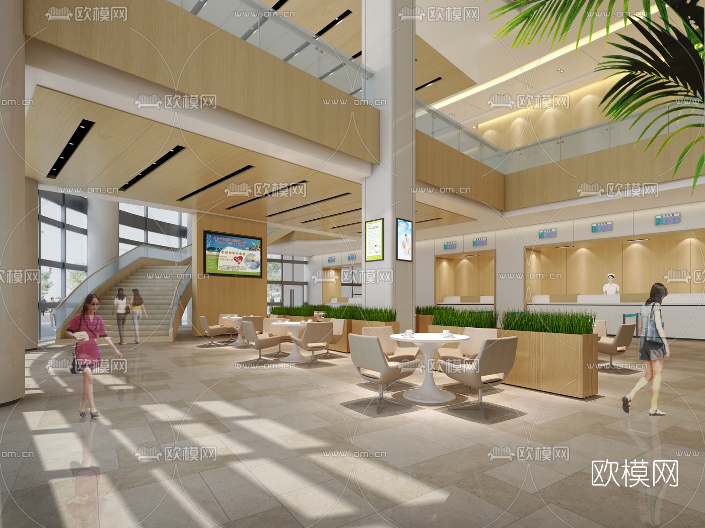 现代医院大堂免费3d模型下载_ID10117638_3dmax免费模型-欧模网